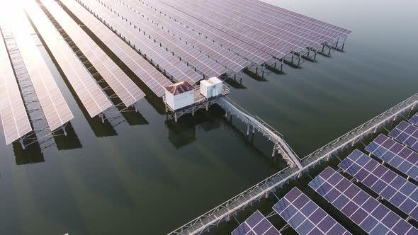 Solar power station in pond