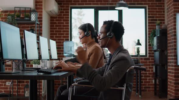 Employee with Impairment Working at Customer Care Service