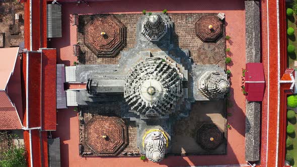 Aerial View of Wat Mahathat Worawihan in Ratchaburi Thailand