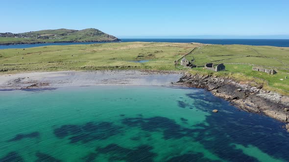 Aerial View of Inishkeel Island By Portnoo Next to the the Awarded Narin Beach in County Donegal