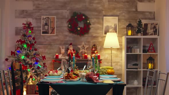 Table Beautiful Decorated for Christmas Celebration