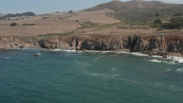 Aerial View of Coastline and Highway 1 bodega bay Northern California