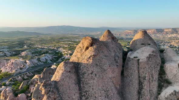 Awesome aerial view of Uchisar 4 K Turkey Cappadocia