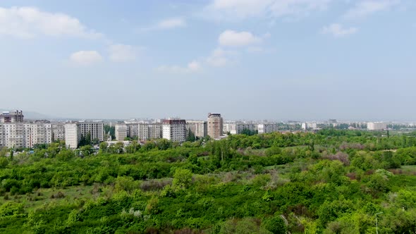 Aerial view of Botanical Garden in Bishkek city, Kyrgyzstan