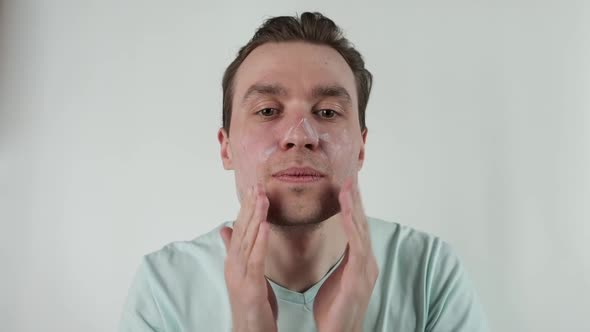 Close Up of a Man with Moisturizer for His Face