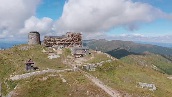 Aerial View Top of Pip Ivan Chernogorsky Mountain and Carpathian Mountain Range