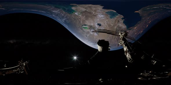 Timelapse ISS in Virtual Reality 360 Degree Video. International Space Station alt