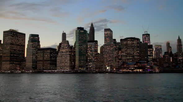 New York City Downtown Manhattan Across the Hudson River Timelapse at Dusk
