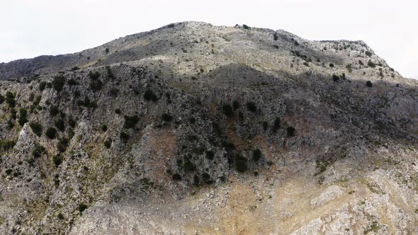 Aerial nature landscape. Flying in Greece Mountain. Rocky mountains 