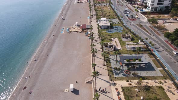 Aerial View Antalya Turkey  Resort Town Seashore