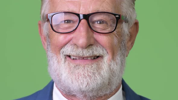 Handsome Senior Bearded Businessman Against Green Background