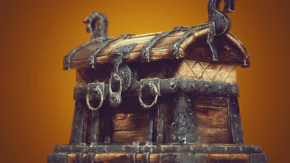 Closed Wooden Treasure Chest with Metal Clasp