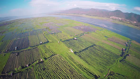 Flying Over Floating Gardens on Inle Lake