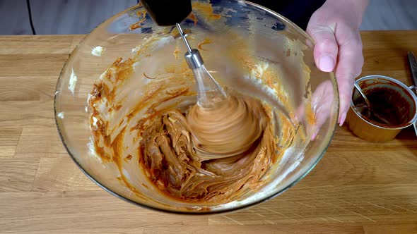 The Process of Making Cream for Chocolate Cake