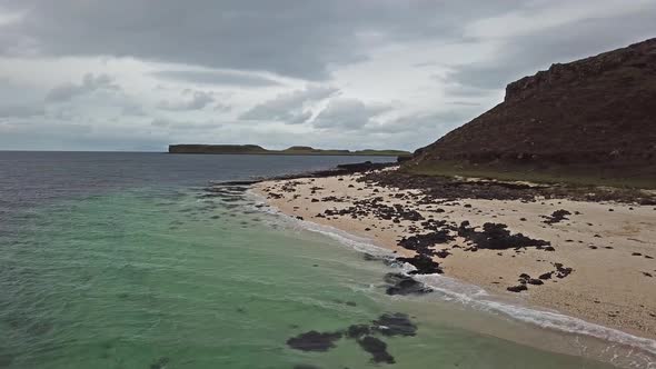 Aerial of the Clagain Coral Beach on the Isle of Skye - Scotland