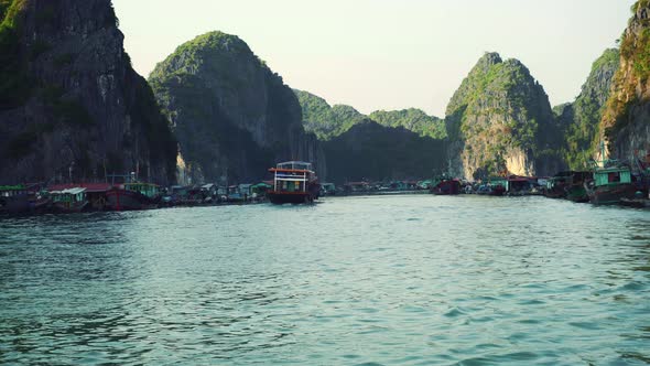 Floating Fishing Village In The Ha Long Bay, Cat Ba Island, Vietnam