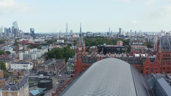 Forwards Fly Above Roof of St Pancras Train Station