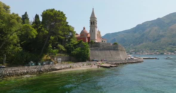 St. Matthias Church  in kotor bay on the stone embankment