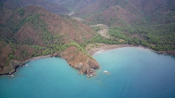 Drone view on the natural park among tracking path:"likya yolu" in South Turkey