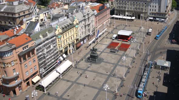 Aerial View Time Lapse Zagreb City Center, Croatia