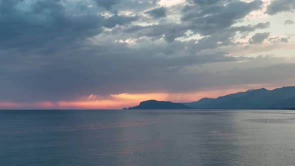 Colorful sunset over the Mediterranean Sea