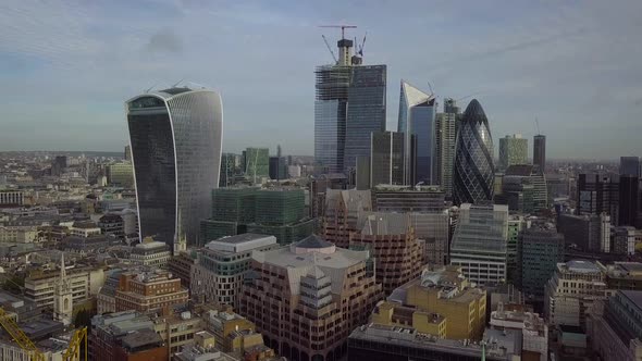 Panoramic aerial view of downtown London