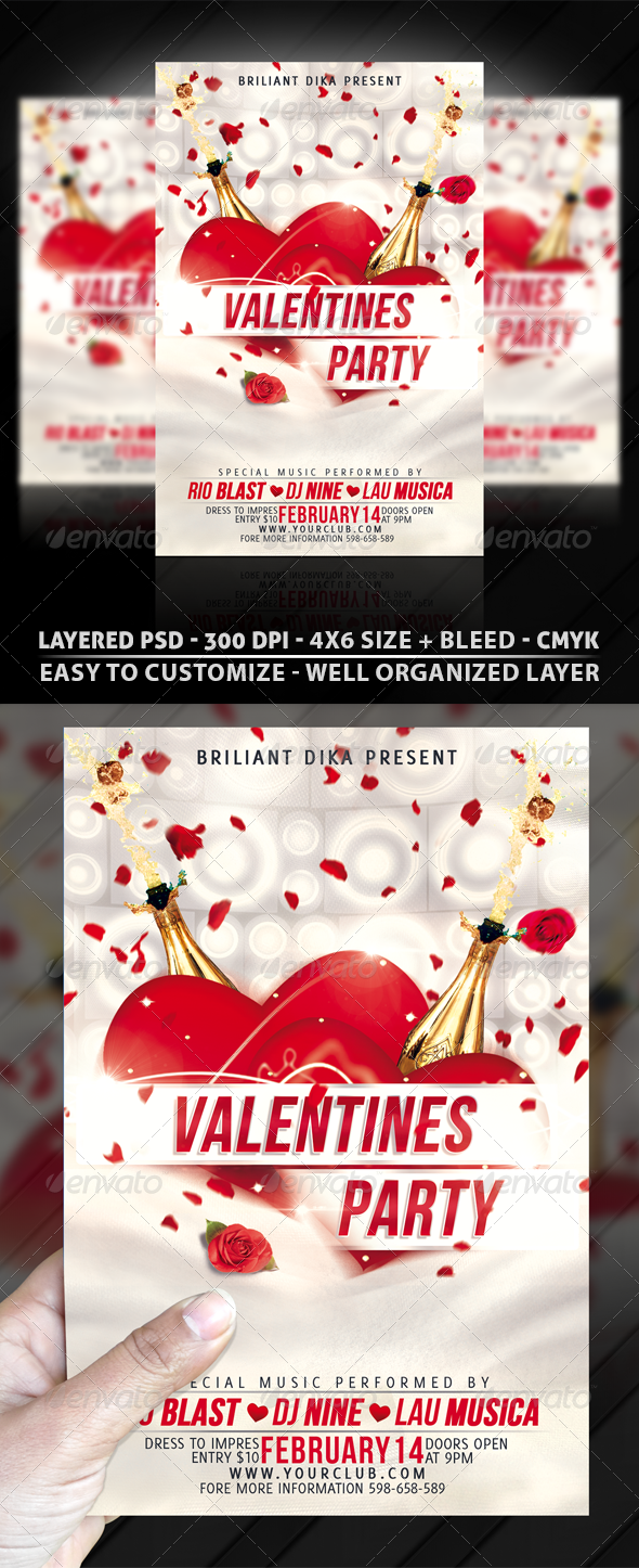 Minimal Valentines Party Flyer Template
