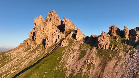 Sunrise in the Dolomites mountains