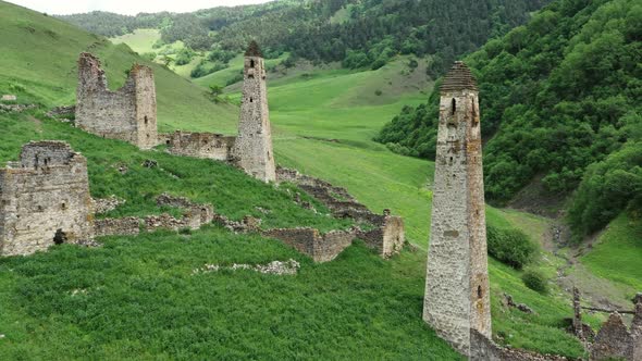 Medieval Tower Complex in Mountains