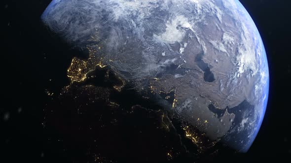 Zoom In Earth Europe During Sunrise