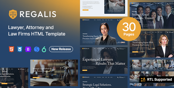 Regalis - Lawyer, Attorney and Law Firms HTML Template