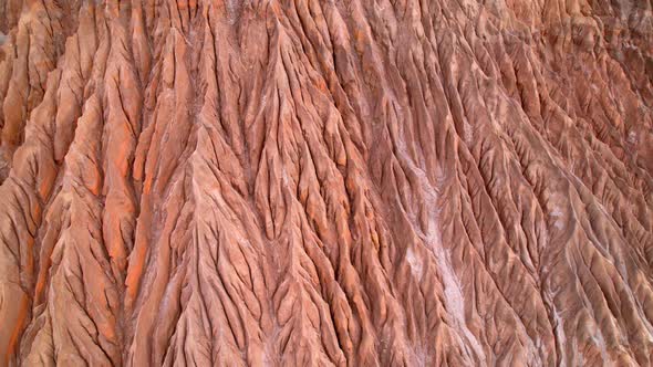 4K Aerial view of Grand Canyon, rock fissures eroded by water.