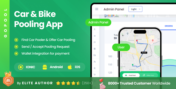 Ride Sharing & Carpooling Full Application | Bike Pooling & Car Sharing App | Gopool