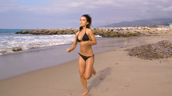 Beautiful Woman At The Beach Slow Motion