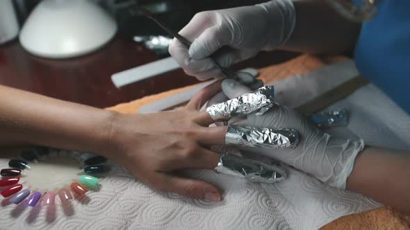 Mechanical Nails Manicure , Woman Hand Close Up