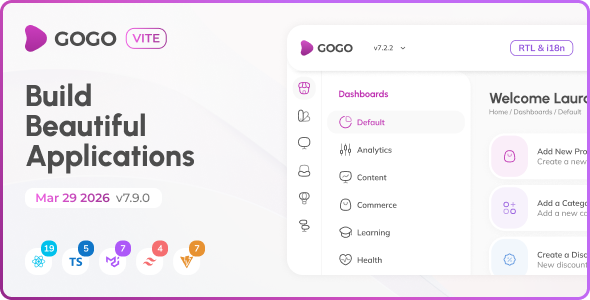 Gogo - Vite React Admin Dashboard (React 19)