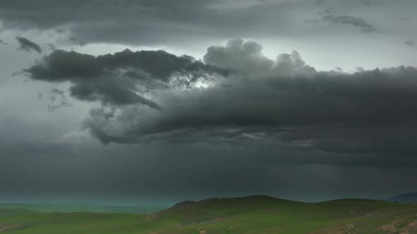 A Real Supercell Typhoon is Approaching With Storm Clouds