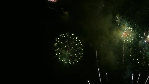 Colorful Firework display at night on sky background