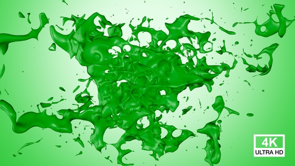 Green Paint Stream Splash Collision