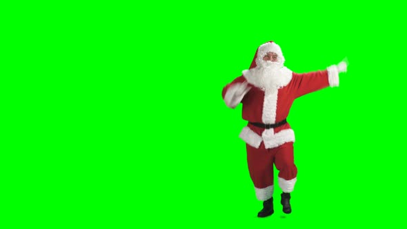 Merry Christmas. Dancing Santa Claus In Full Growth In Red Suit