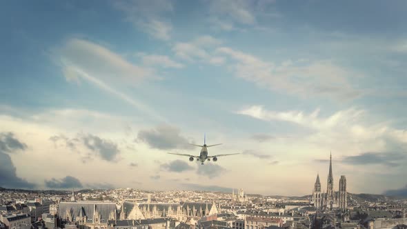 Airplane Landing Rouen France