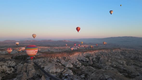 Cappadocia, Turkey : Balloons in the Sky. Aerial View