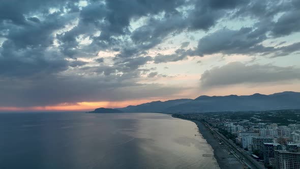 Background Textured Sea Sunset aerial view 4 K