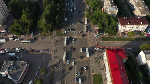 Aerial Photography of the City of Ufa on October Avenue Galle Street in Summer