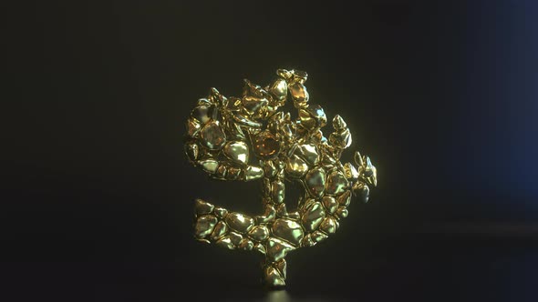Breaking Dollar Sign Made of Golden Nuggets alt