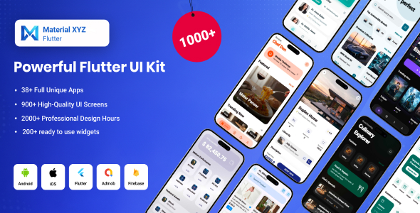 Material XYZ - Mega Flutter UI Kit & 38+ Complete Premium App Templates | Material 3