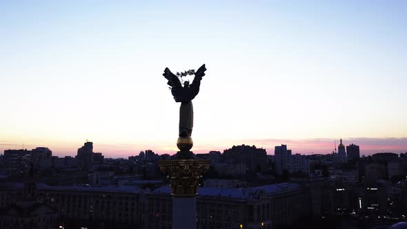 Independence Square. Maidan. Monument. Aerial. Kyiv. Ukraine