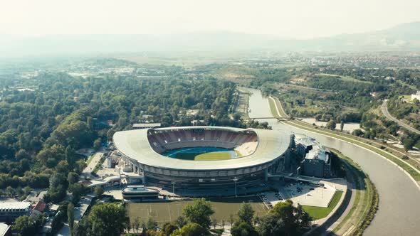 Drone Video of the Todor Proeski National Arena Stadium in Skopje