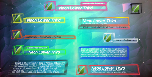 Neon Lines Lower Third V2 (10 Pack) 