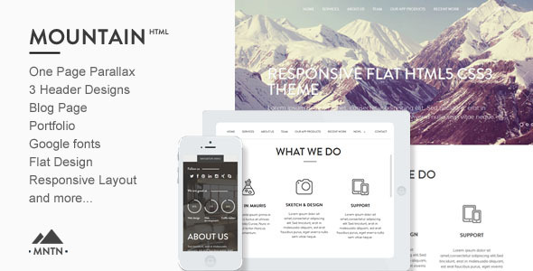 Mountain -One Page Parallax Html Template
